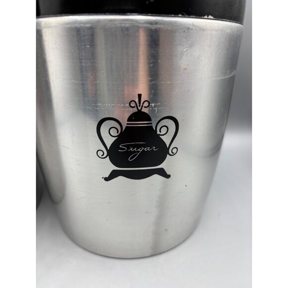 Vtg West Bend Set Of 2 Aluminum Flour Sugar Canisters MCM Retro - Picture 3 of 8